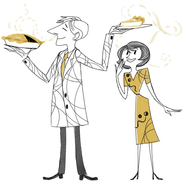 Two people serving pie — making work as easy as pie